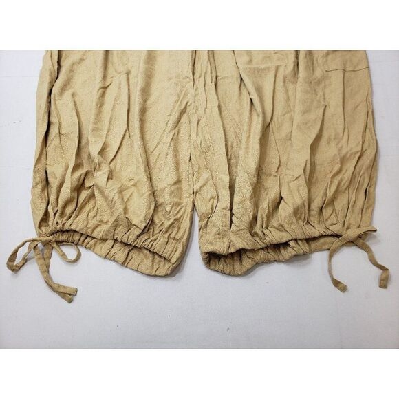 Fe Noel Womens Yoke Pants High Rise Drawstring Linen Blend Beige Sz 28 PLUS SIZE - Picture 3 of 9